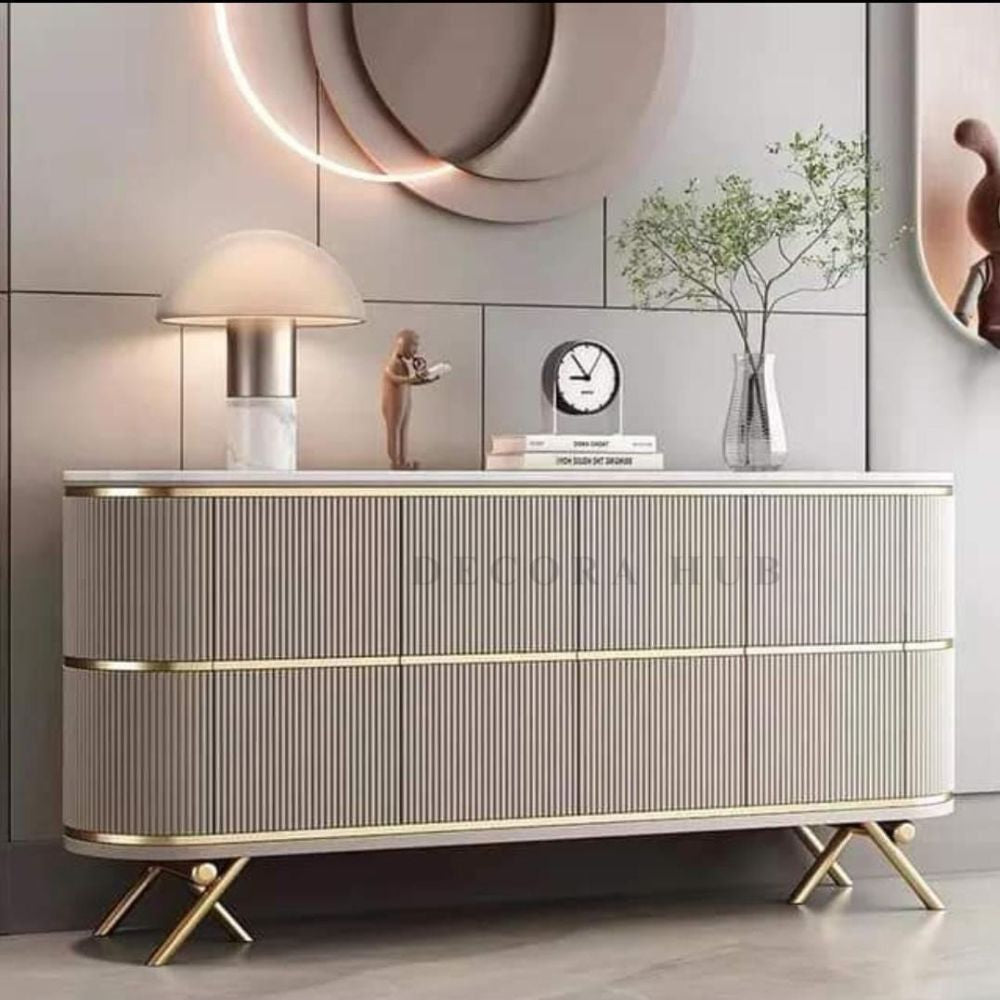 The Echo Modern Wood Console Table on Metal Legs