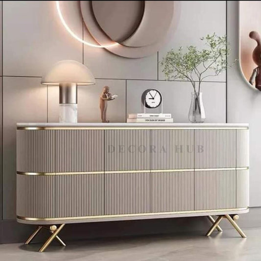 The Echo Modern Wood Console Table on Metal Legs
