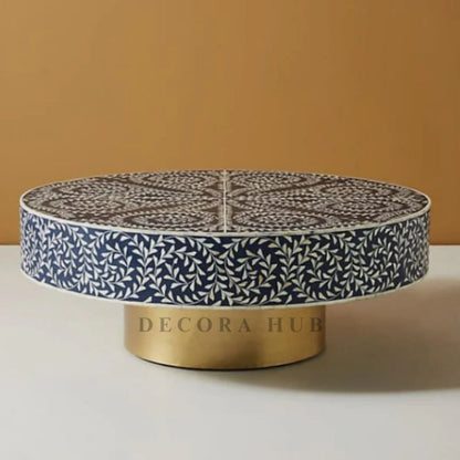 Moroccan Navy Floral Inlay Coffee Table