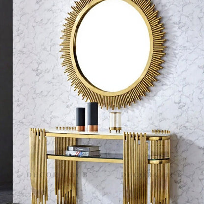 Decorative Console With Round Mirror
