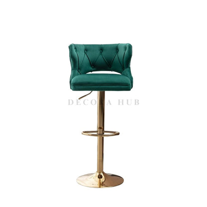Luxury Emerald Green Velvet Bar Stool – Emerald Green Velvet Bar Stool by DecoraHub