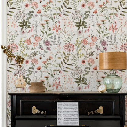 Little Floral with Grass Wallpaper