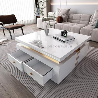 Luxurious White Square Shape Centre Table