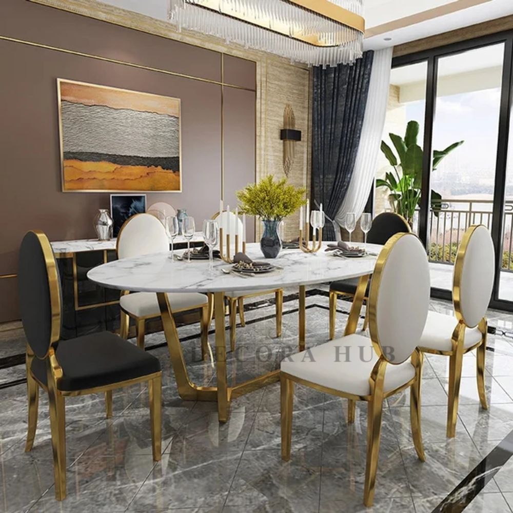 Oval Shape Top Luxurious Dining Table