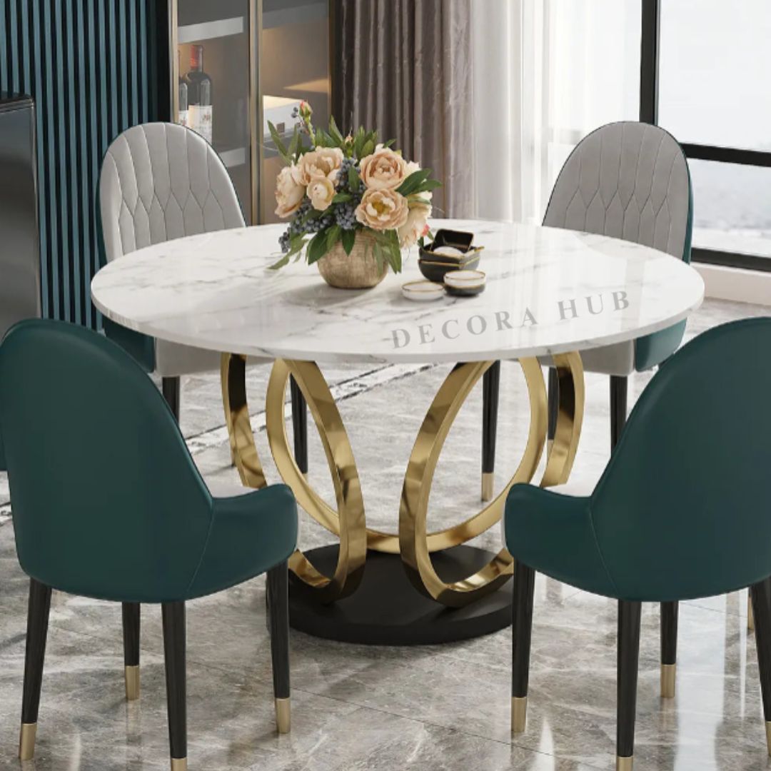 3 Circled Classy Dining Table in Marble Finish