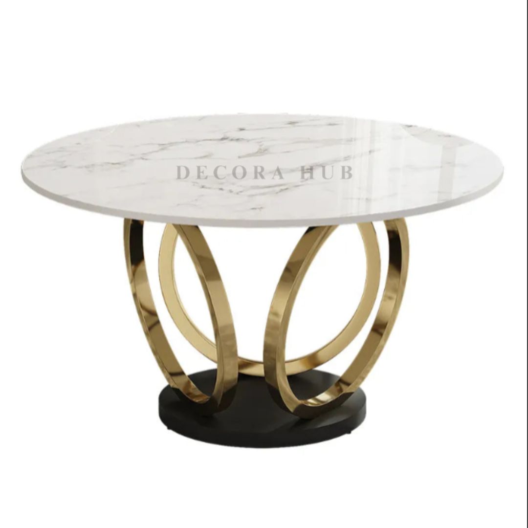 3 Circled Classy Dining Table in Marble Finish – side view