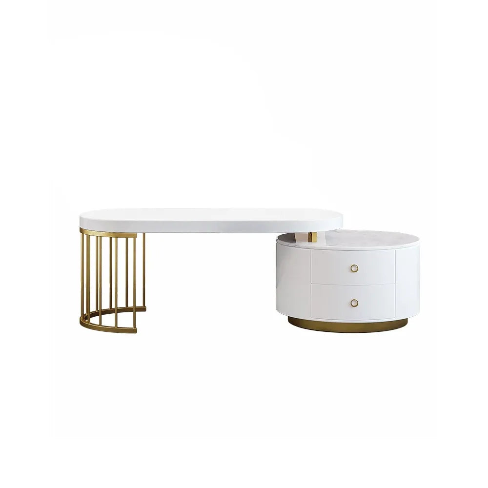 304-grade gold stainless steel base of marble teapoy table