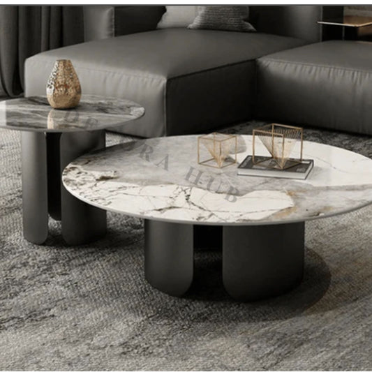 30 Inch White Marble Top Coffee Table