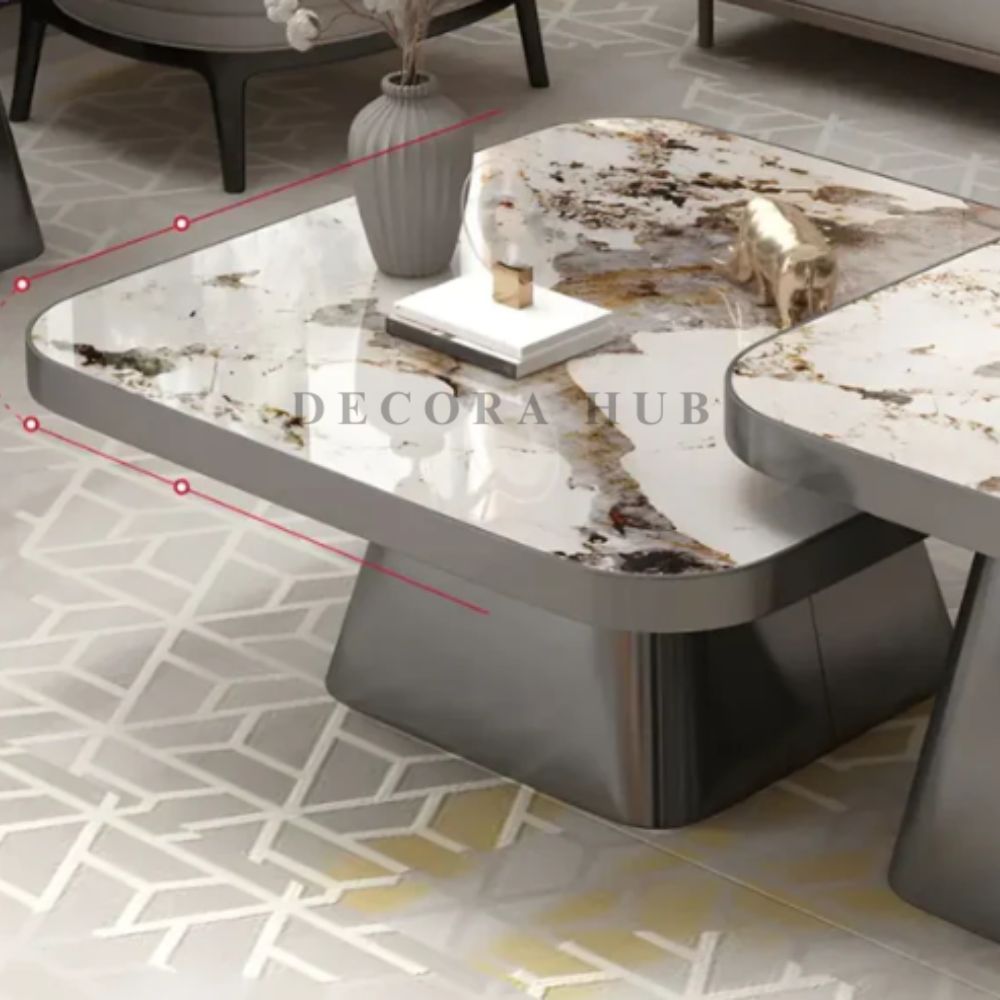 Stainless Steel Frame and Marble Top Coffee Table for Living Room