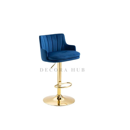 Luxury Blue Velvet Bar Stool – Blue Velvet Bar Stool by DecoraHub