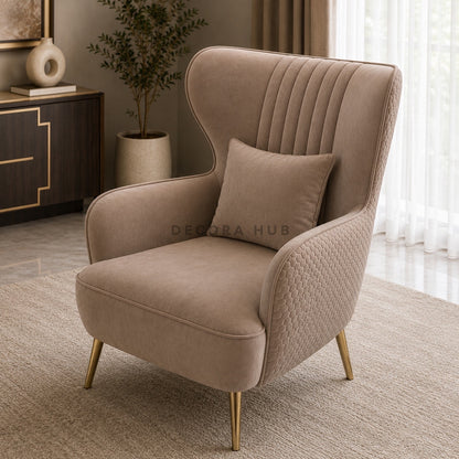 Taupe Beige Accent High Back Chair