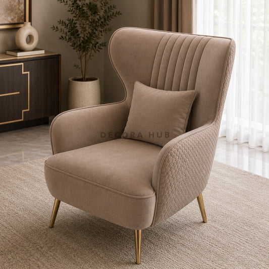 Taupe Beige Accent High Back Chair