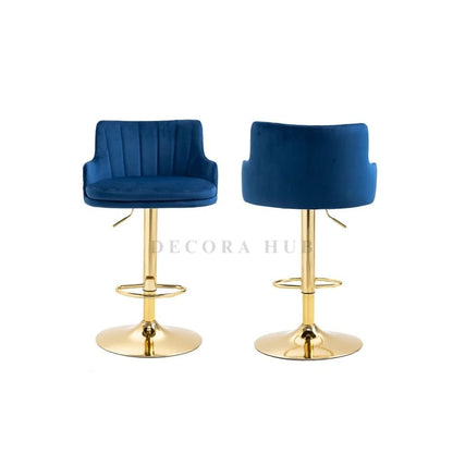 Luxury Blue Velvet Bar Stool – Blue Velvet Bar Stool by DecoraHub