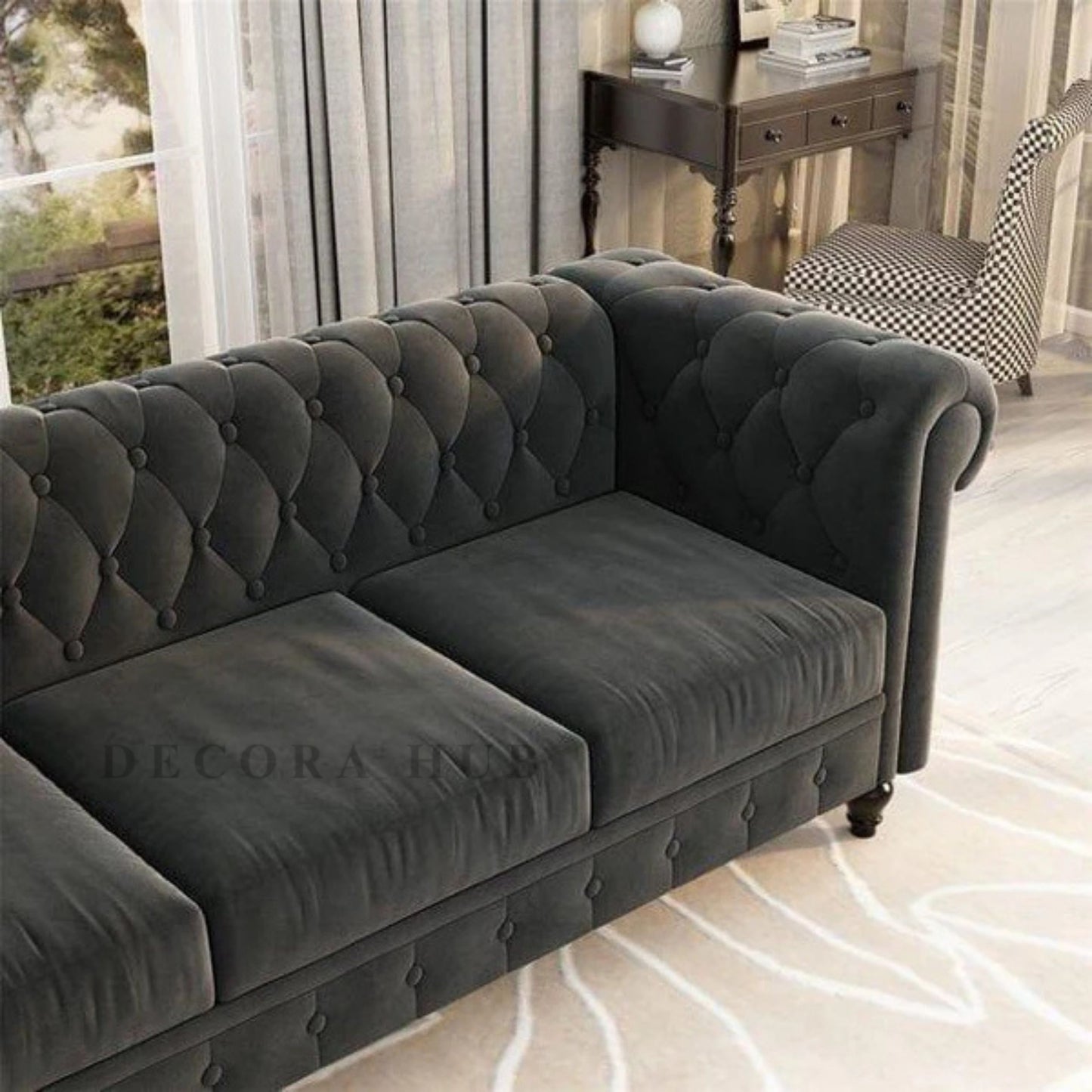 Black Designer Chesterfield Sofa
