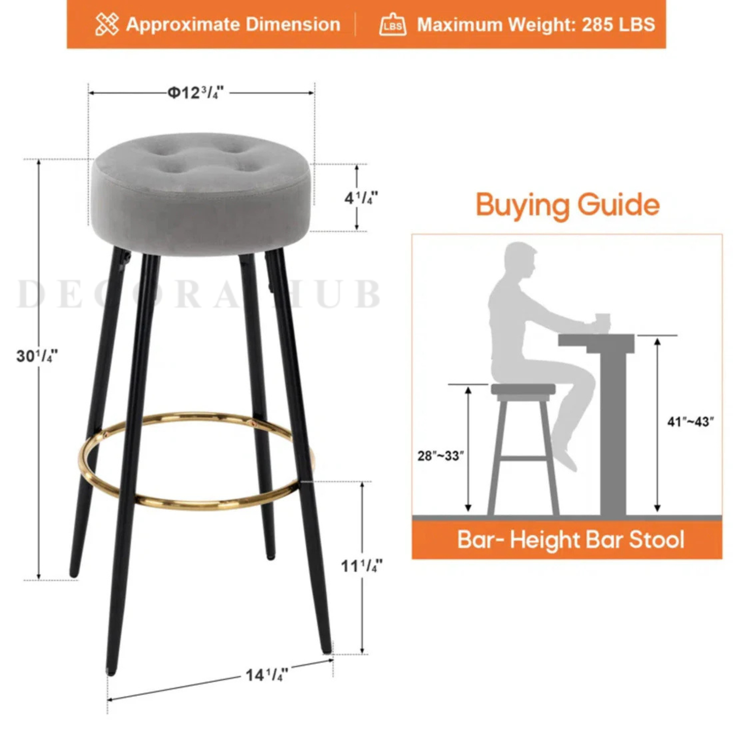 Luxe Velvet Bar Stool with Slim Iron Legs