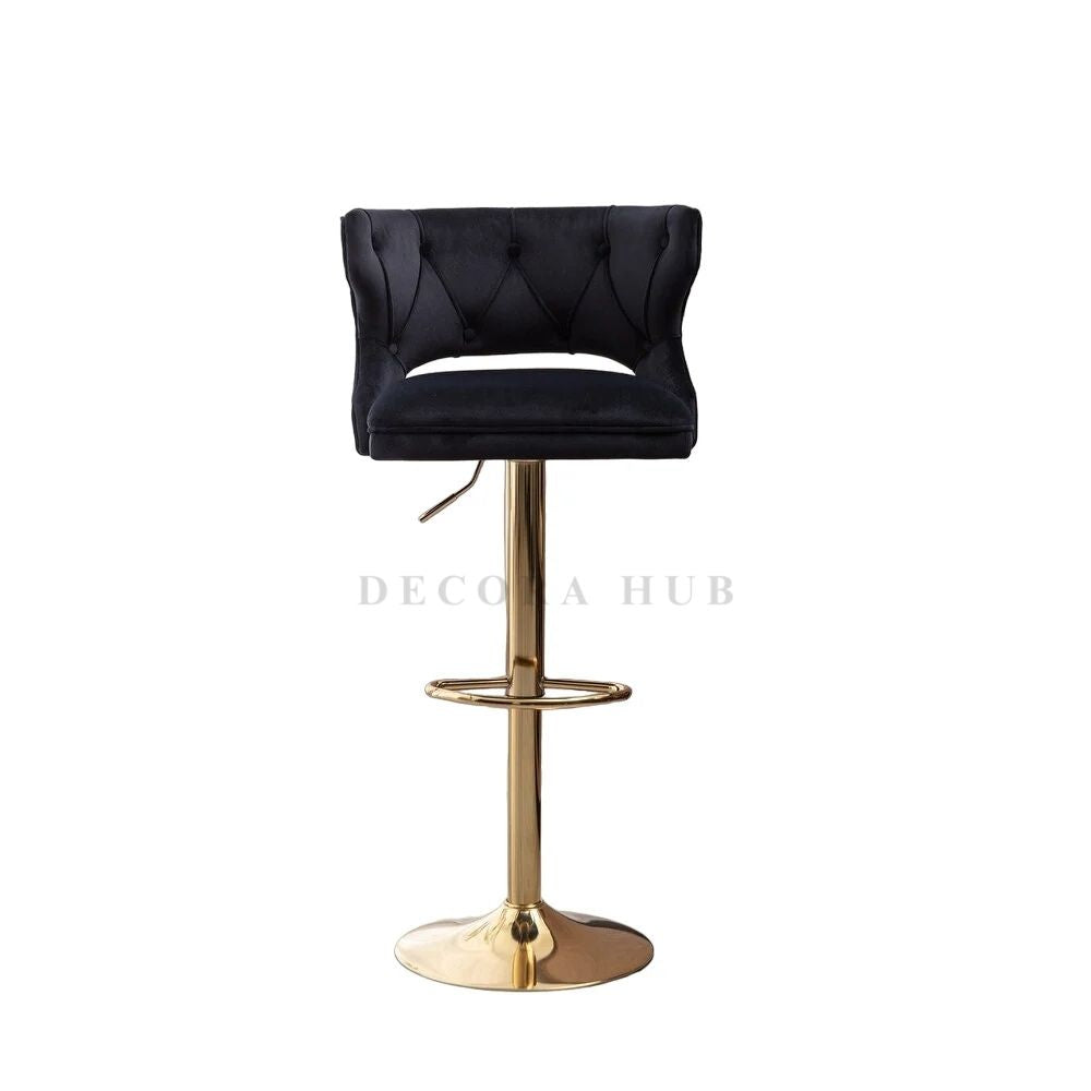 Luxury Black Velvet Bar Stool