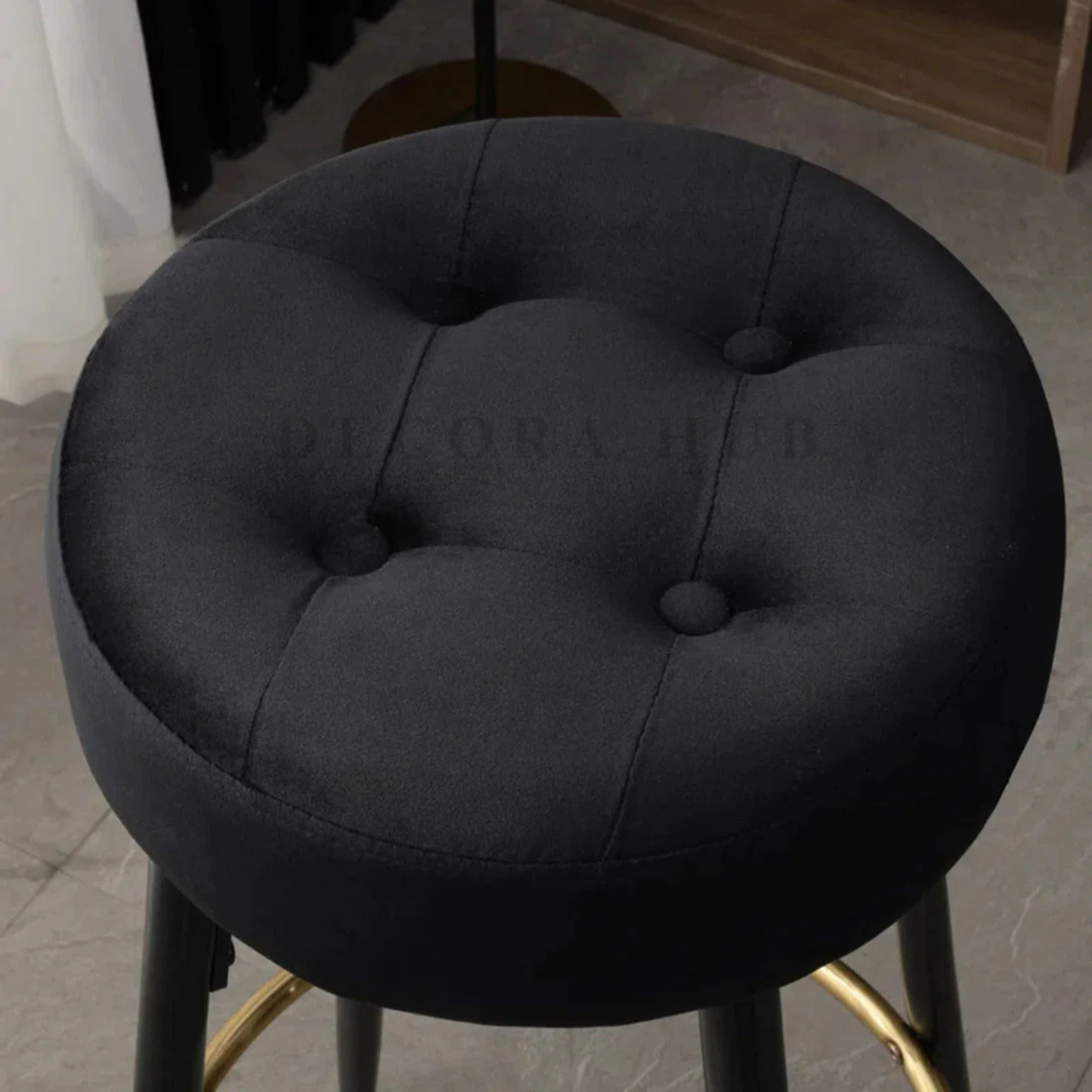Luxe Velvet Bar Stool with Slim Iron Legs