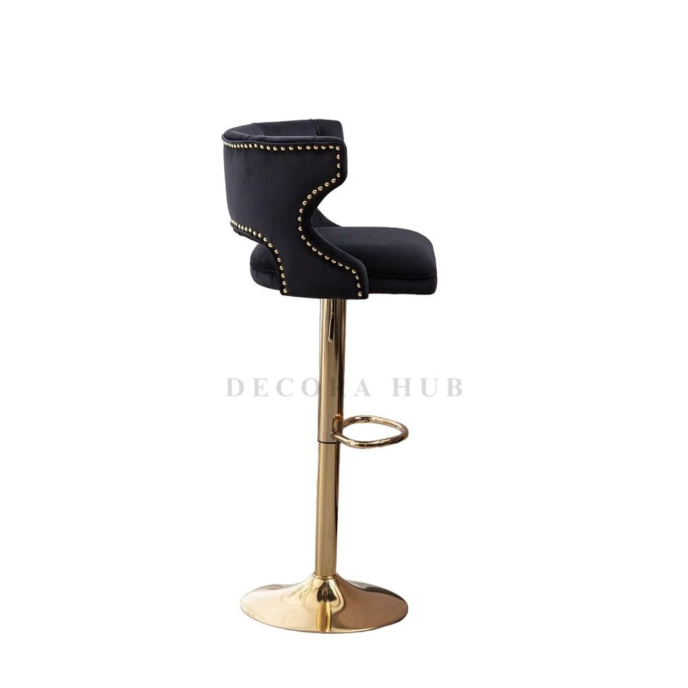 Luxury Black Velvet Bar Stool