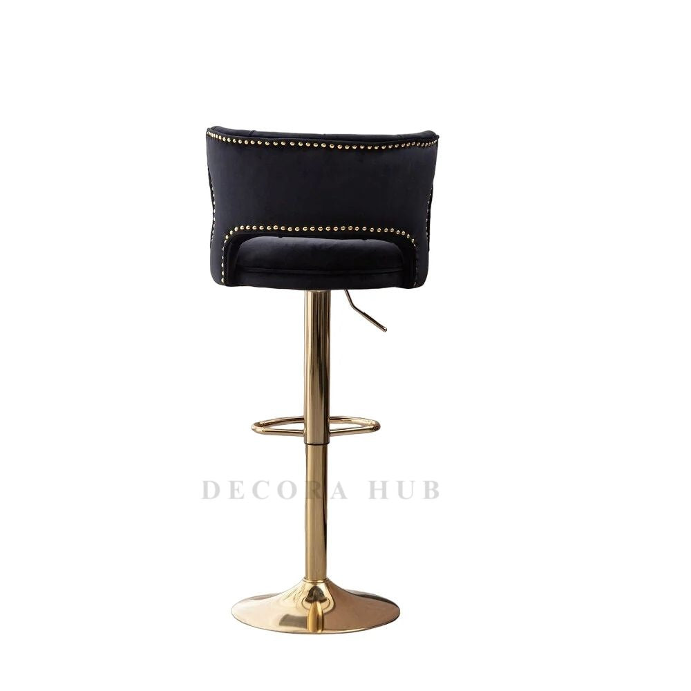 Luxury Black Velvet Bar Stool