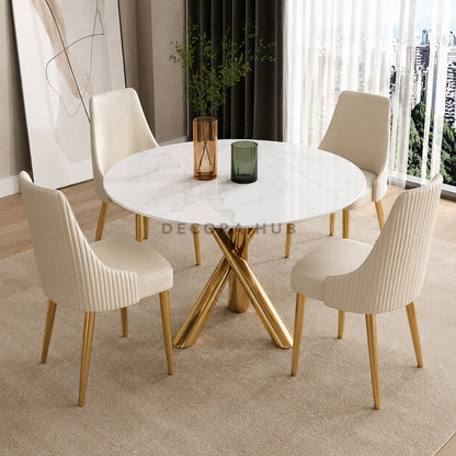 Orbis Round Marble Dining Table Set