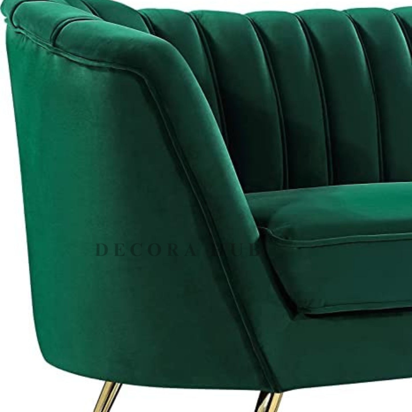 The Emerald Aura Scalloped Velvet Sofa
