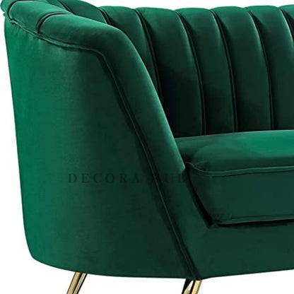 The Emerald Aura Scalloped Velvet Sofa