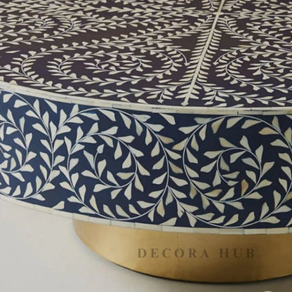 Moroccan Navy Floral Inlay Coffee Table