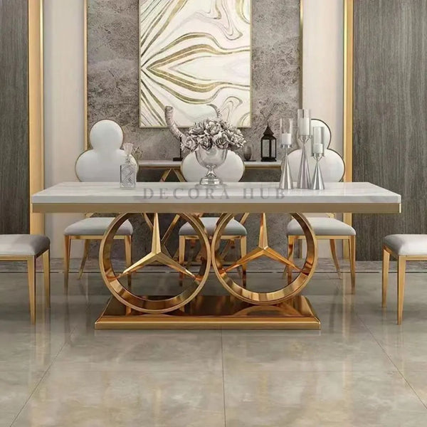 The Marvelous Gold Stainless Steel Dining Table – DecoraHub