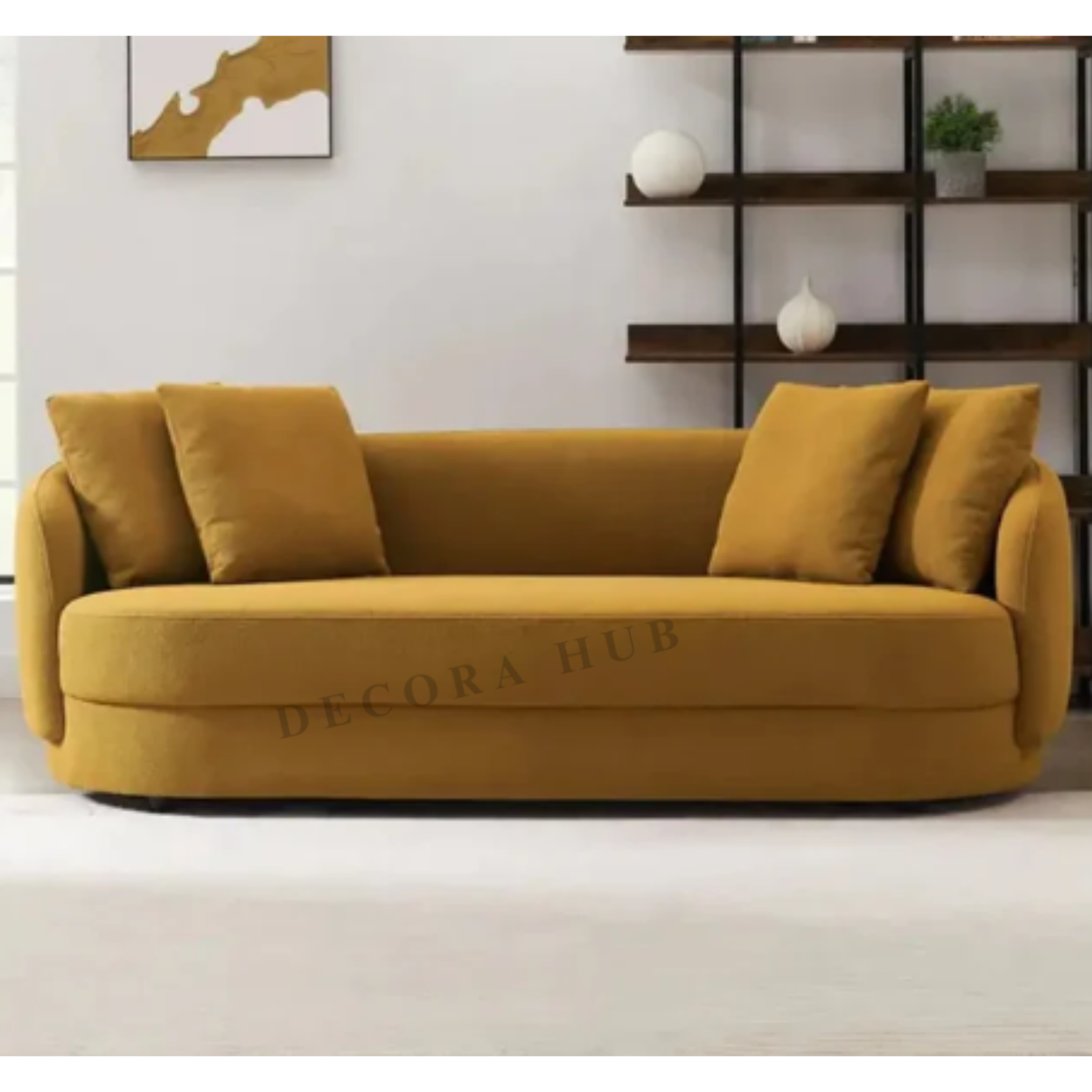 3 Seater Sofa With Mustard Yellow Upholstry