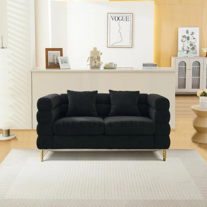 3 Seater Sofa in Black Velet With PVD Metal Legs