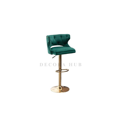 Luxury Emerald Green Velvet Bar Stool – Emerald Green Velvet Bar Stool by DecoraHub
