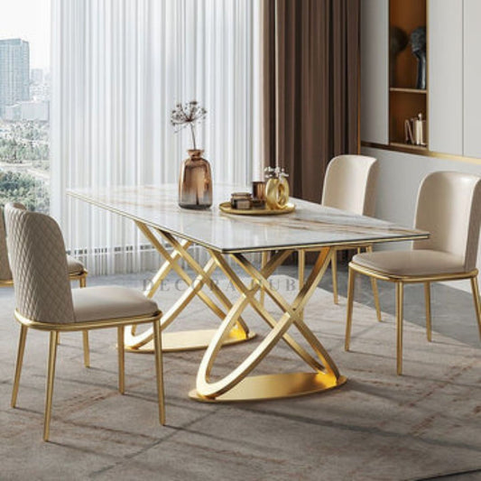 Modern Rectangle White Marble Dining Table