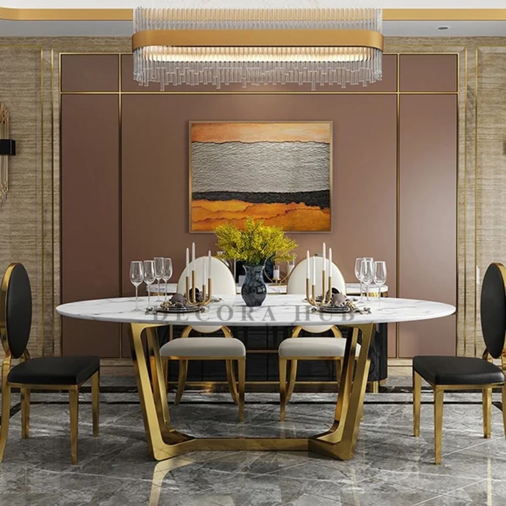 Oval Shape Top Luxurious Dining Table