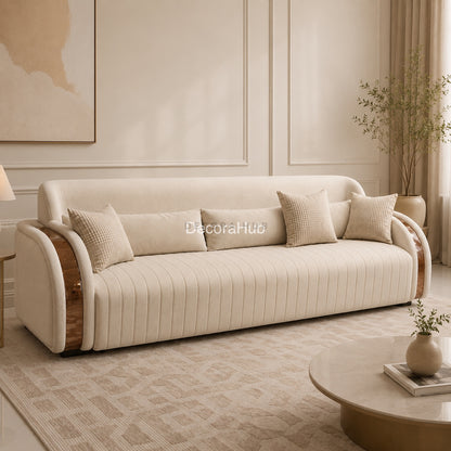 3 seater fabric ivory biege sofa