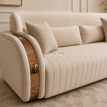 3 seater fabric ivory biege sofa