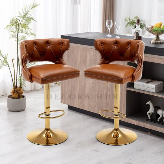 Luxury Tan Velvet Bar Stool