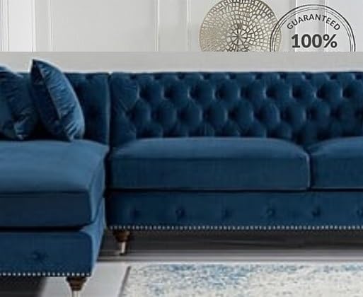 Blue Chesterfield L-Shaped Sofa