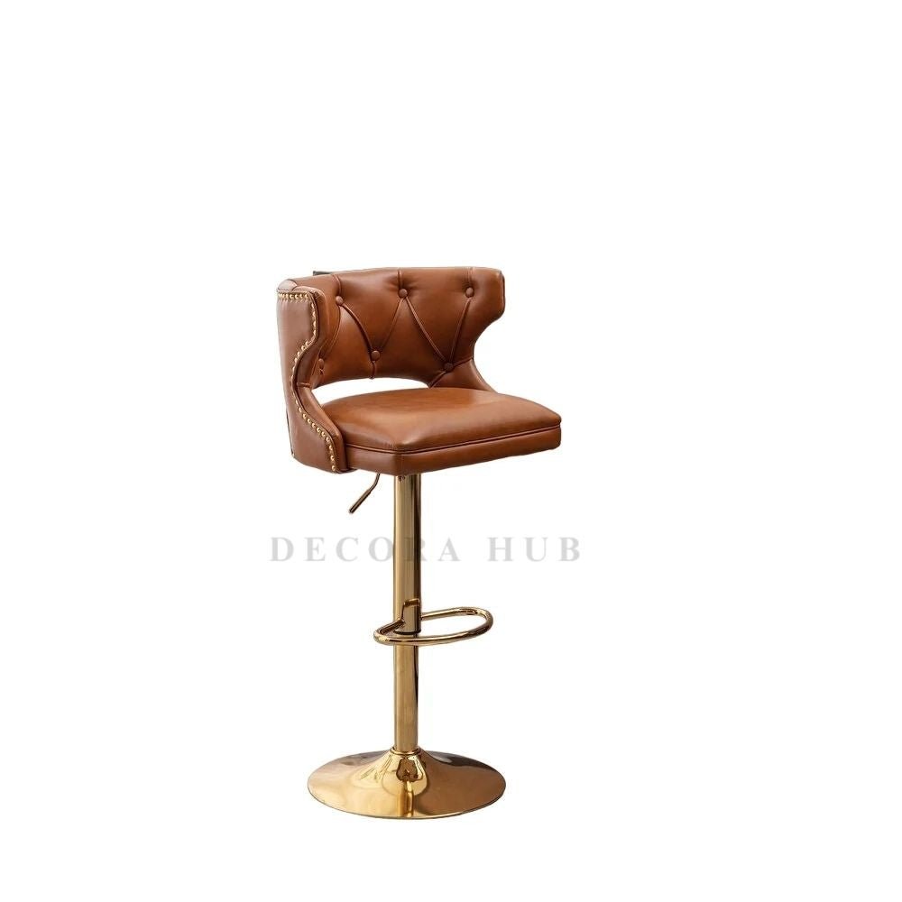 Luxury Tan Velvet Bar Stool
