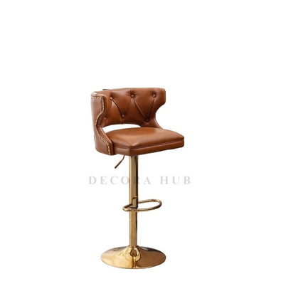 Luxury Tan Velvet Bar Stool – Tan Velvet Bar Stool by DecoraHub