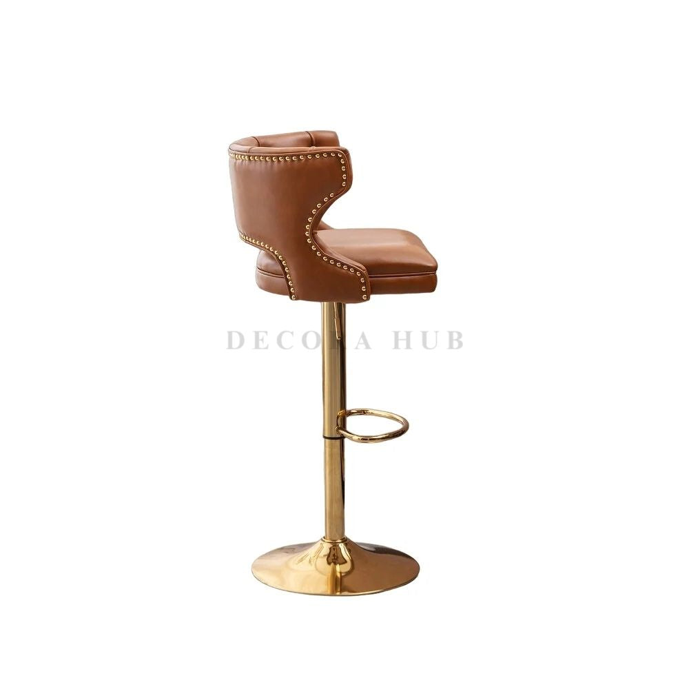 Luxury Tan Velvet Bar Stool