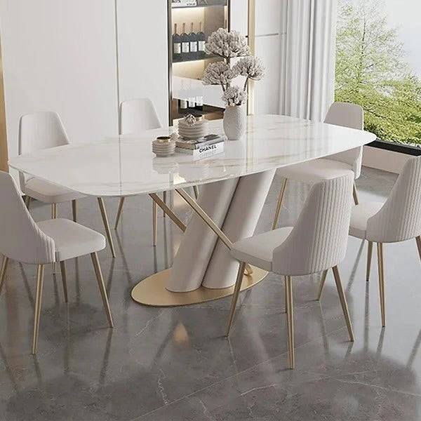 Axis White Dining Table With Marble Top