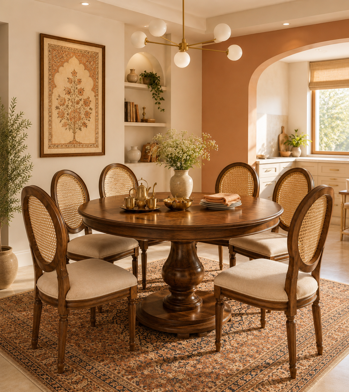 Haveli Teak Wood Dining Table Set