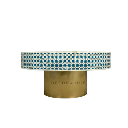 Moroccan Blue Geometric Inlay Coffee Table