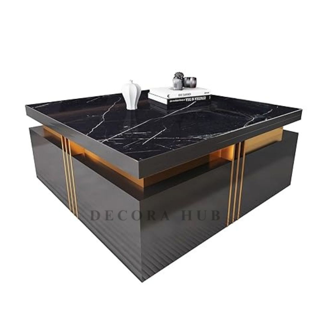 Luxurious Black Square Shape Centre Table