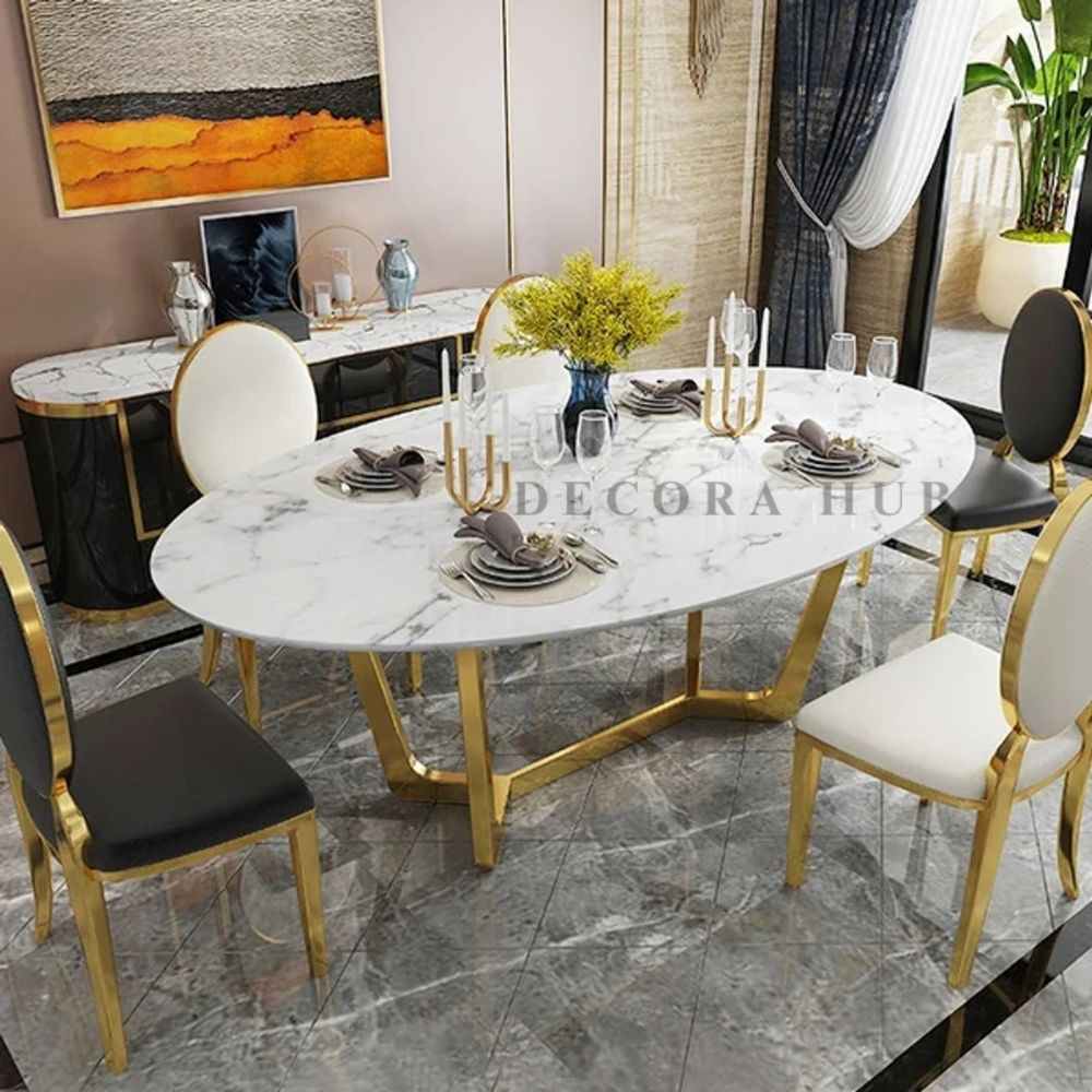 Oval Shape Top Luxurious Dining Table