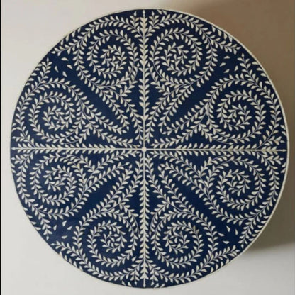 Moroccan Navy Floral Inlay Coffee Table