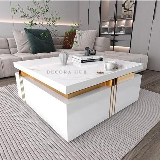 Luxurious White Square Shape Centre Table