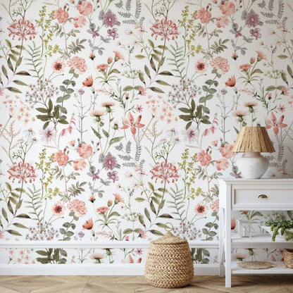 Little Floral with Grass Wallpaper