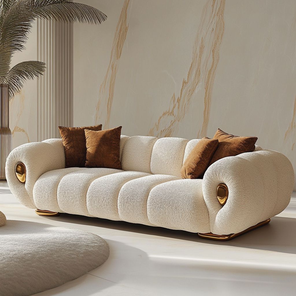 Aura: Modular Three Seater Bouclé Sofa for Living Room