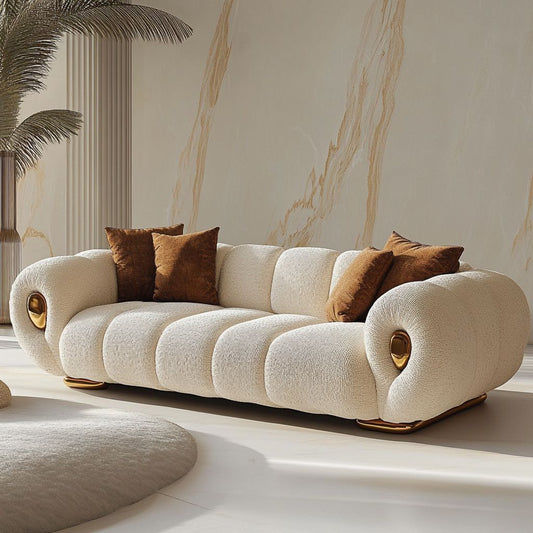 Aura: Modular Three Seater Bouclé Sofa for Living Room
